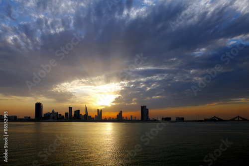  Bahrain skyline and sunset