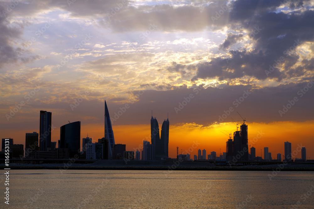  Bahrain skyline  and sunset