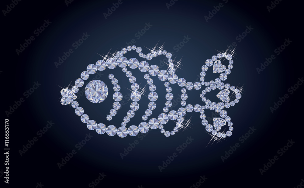 Naklejka premium Beautiful diamond fish, vector illustration