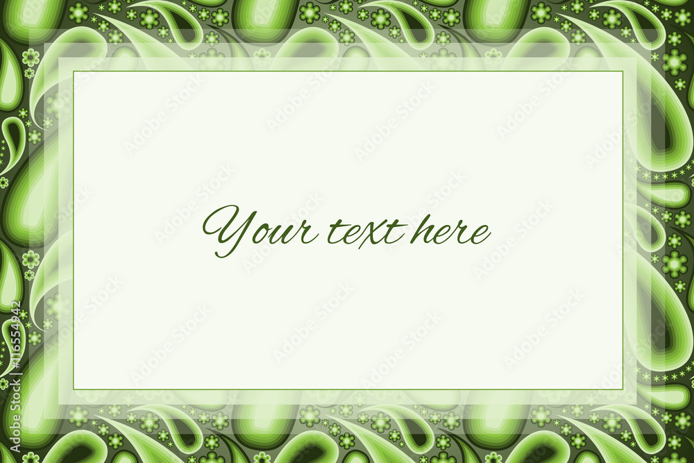 Stylish green paisley background with a gradient text box