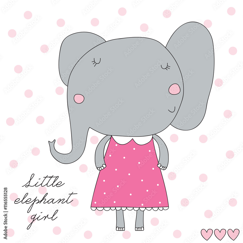 Naklejka premium little elephant girl vector illustration