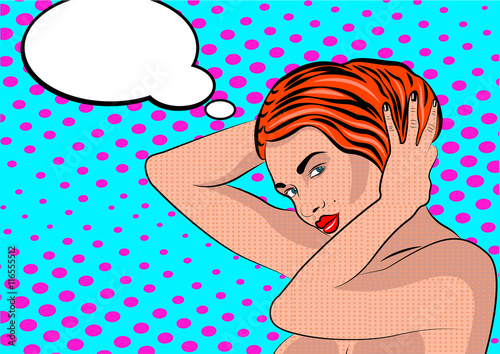 Sexy nude pop art girl in a shower