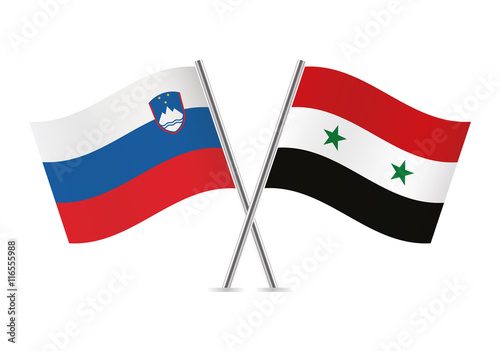 Slovenian and Syrian flags. Vector illustration. Free Download Slovenian and Syrian flags. Vector illustration. - GFXLoad