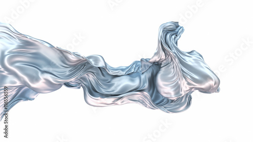 Abstract 3d rendering flowing silver cloth background