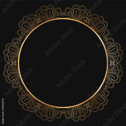 Vector gold floral frame silhouettes.