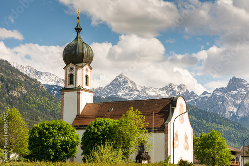 Church in the village Krün in Bavaria photo