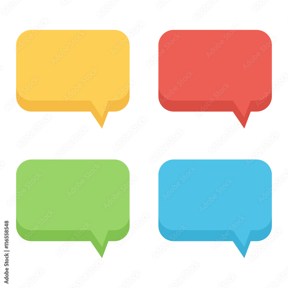 Colorful flat design empty speech bubbles set, collection isolated on white background. Colorful flat design empty speech bubbles set, collection isolated on white background.