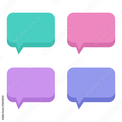 Colorful flat design empty speech bubbles set, collection isolated on white background.