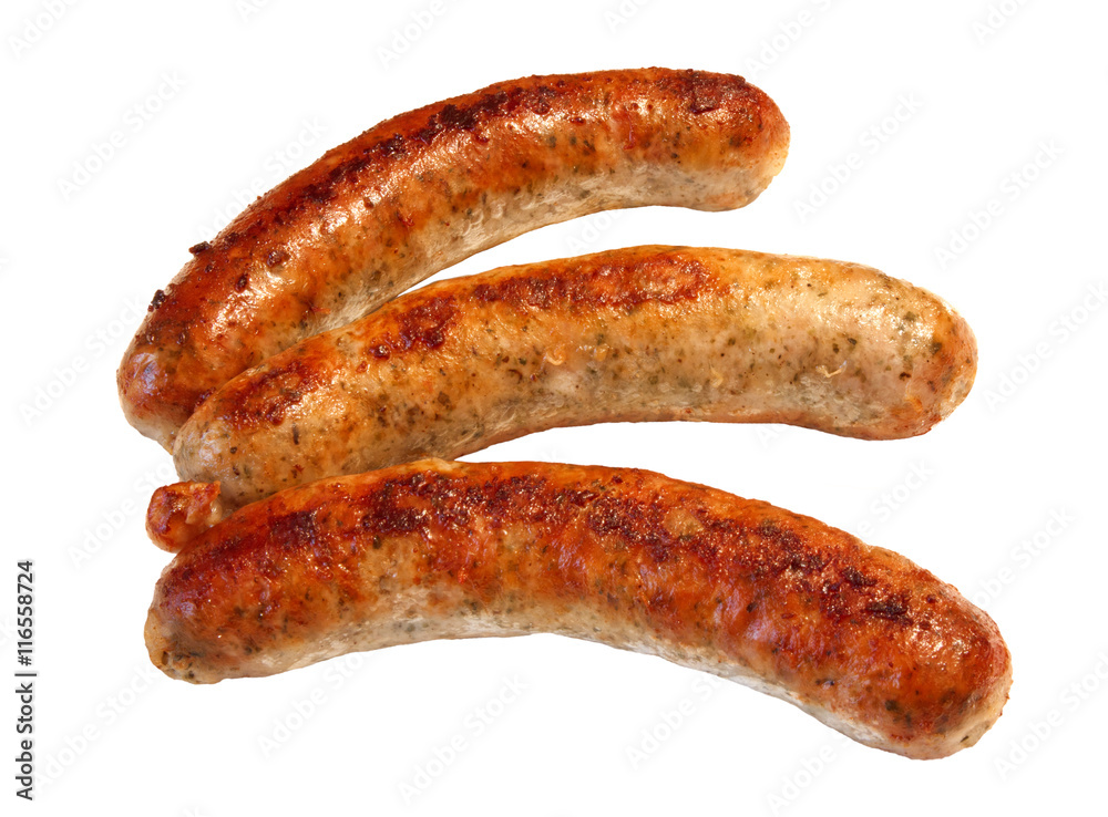 grilled sausages isolate on a white background grilled sausages isolate on a white background