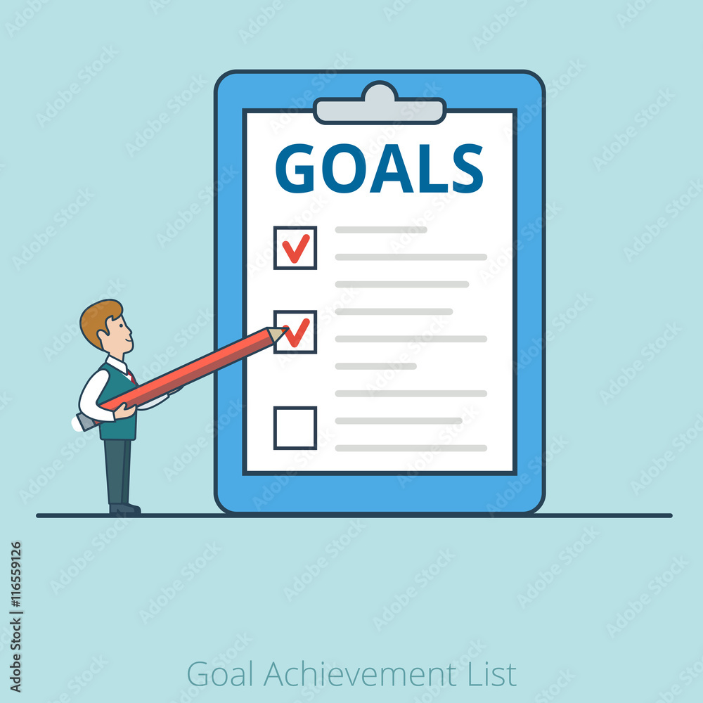 Linear Flat Businessman Goal Achievement List business vector Linear Flat Businessman Goal Achievement List business vector