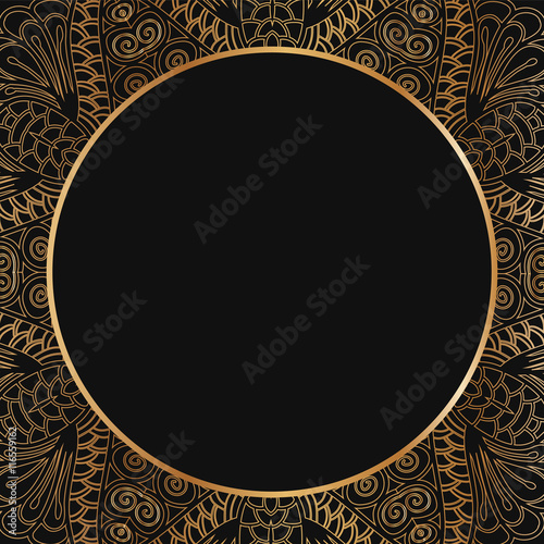 Round lace border frame silhouettes. Can be used for decoration and design photo frame, menu, card, scrapbook, album. Vector Illustration.