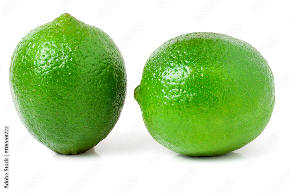 two lime isolated on white background close up two lime isolated on white background close up