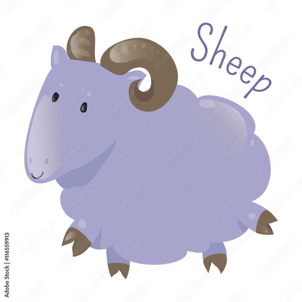 Sheep isolated. Sticker for kids. Child fun icon. Sheep isolated. Sticker for kids. Child fun icon.