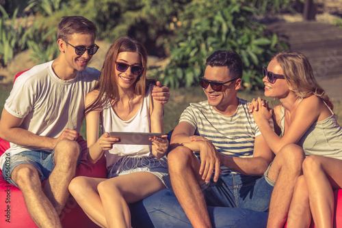 Young people resting outdoors