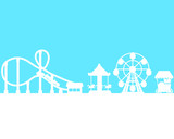 Silhouette amusement park on the sky background. Vector illustration