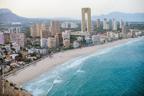 View of the coastline in Benidorm at sunset © bodiaphoto
