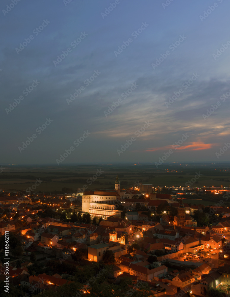 Fototapeta premium Sunset over Mikulov town in summer