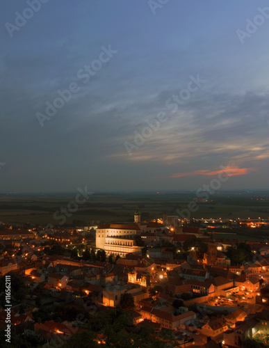 Sunset over Mikulov town in summer