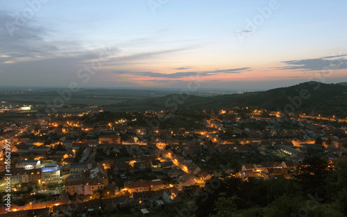 Sunset over Mikulov town in summer