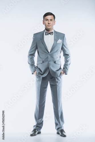 Portrait of a elegant handsome business man on white background