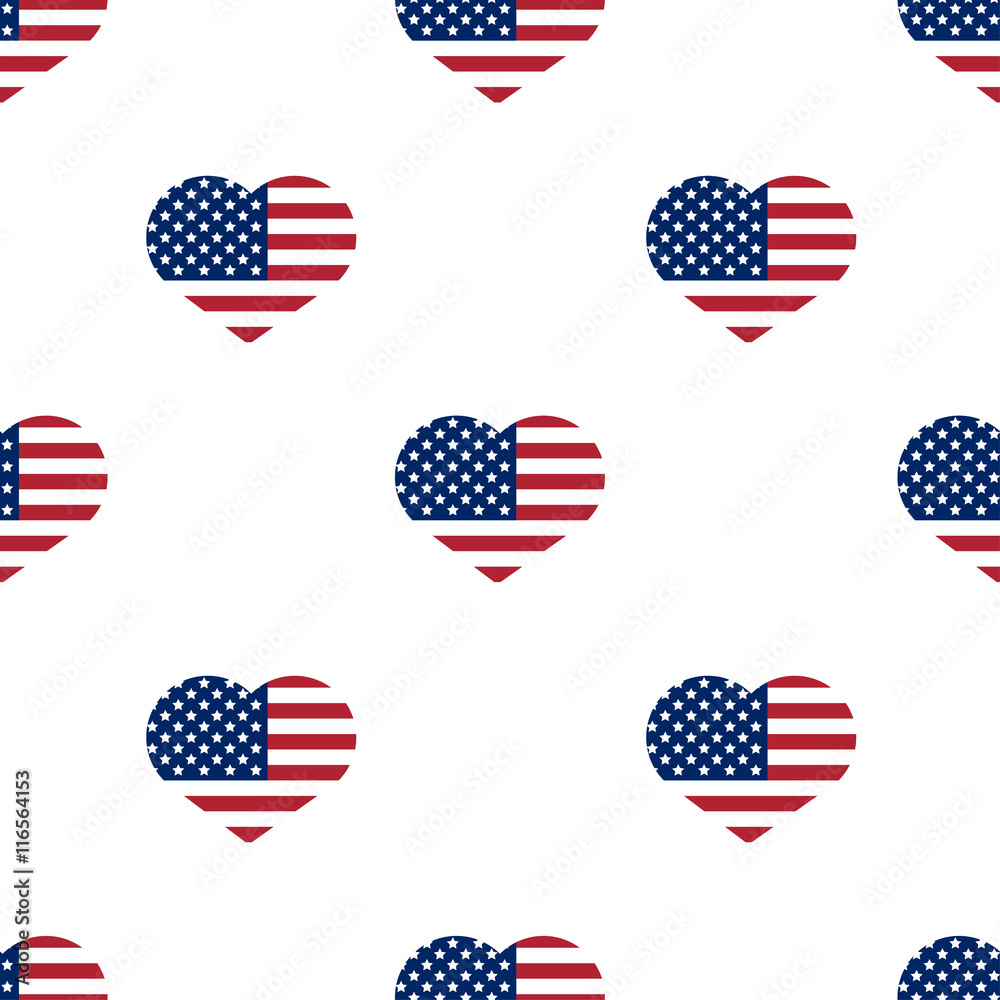 American flag heart pattern. Heart pattern on white background. Vector image of United States flag. American flag heart pattern. Heart pattern on white background. Vector image of United States flag.