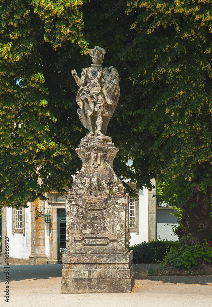 Stone statue next to Bom Jesus church in Braga, Portugal