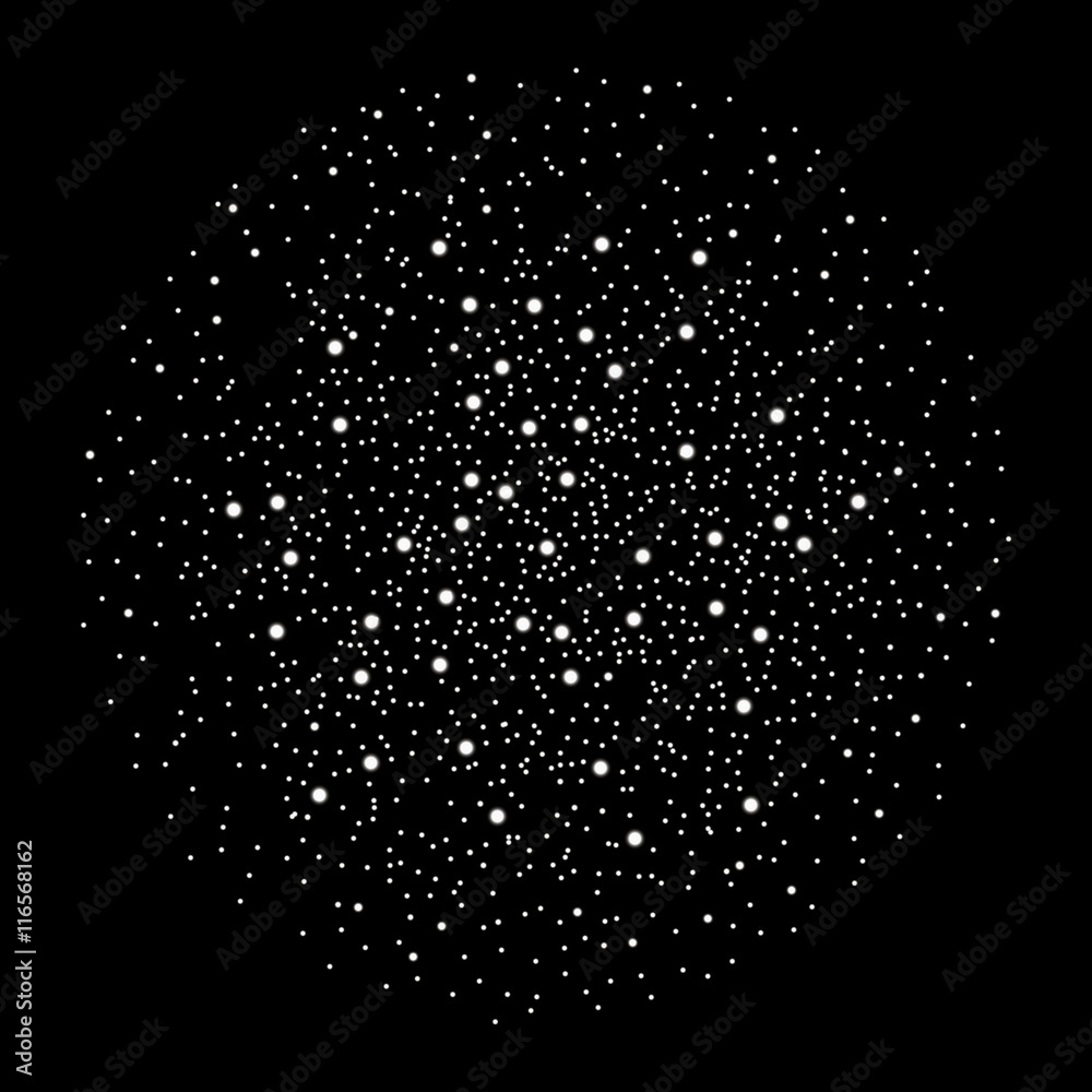 White fireworks isolated on black background. Vector illustration Stock
