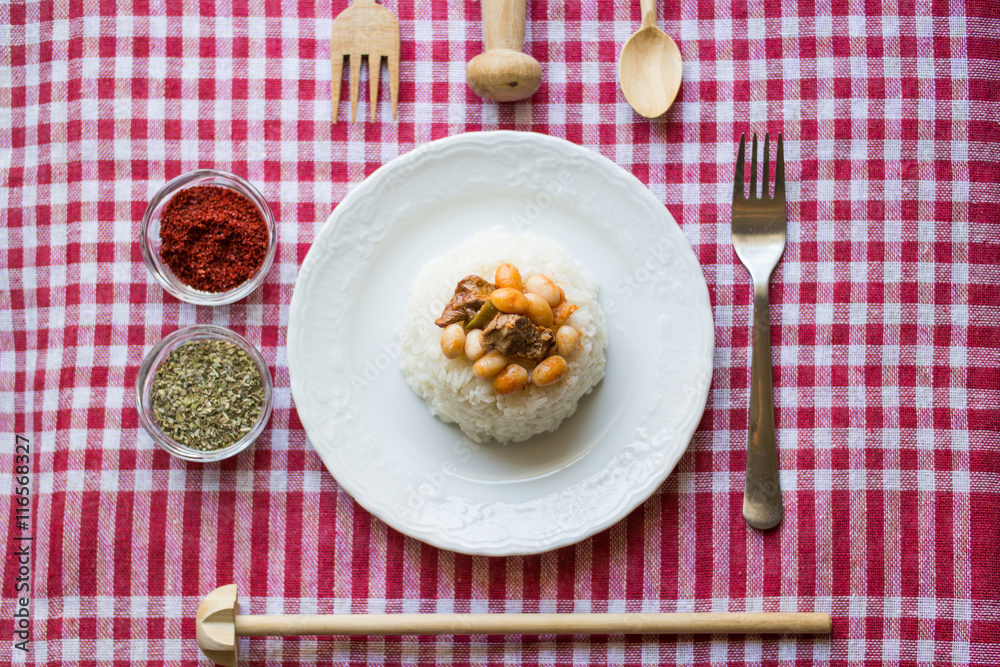 Baked beans on a rice / Kuru Fasulye. Baked beans on a rice / Kuru Fasulye.