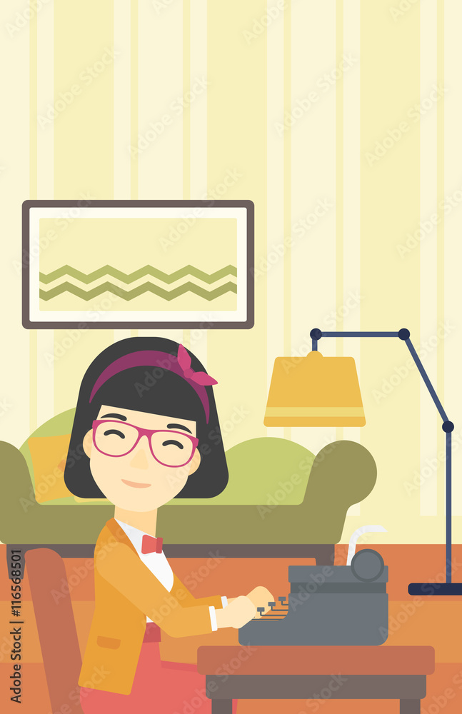 Fototapeta premium Reporter working at typewriter.