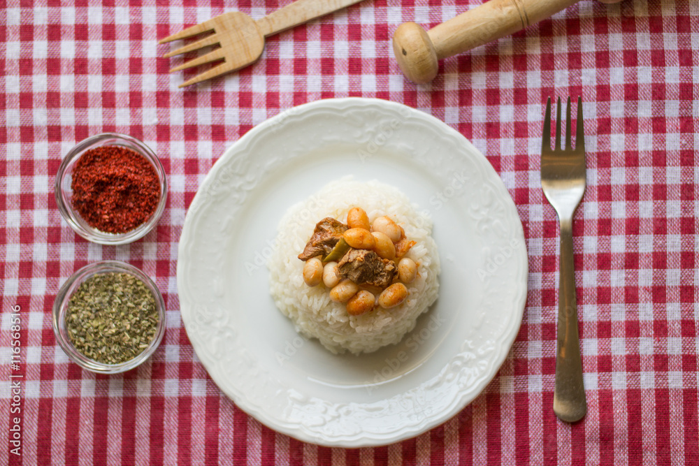 Baked beans on a rice / Kuru Fasulye. Baked beans on a rice / Kuru Fasulye.