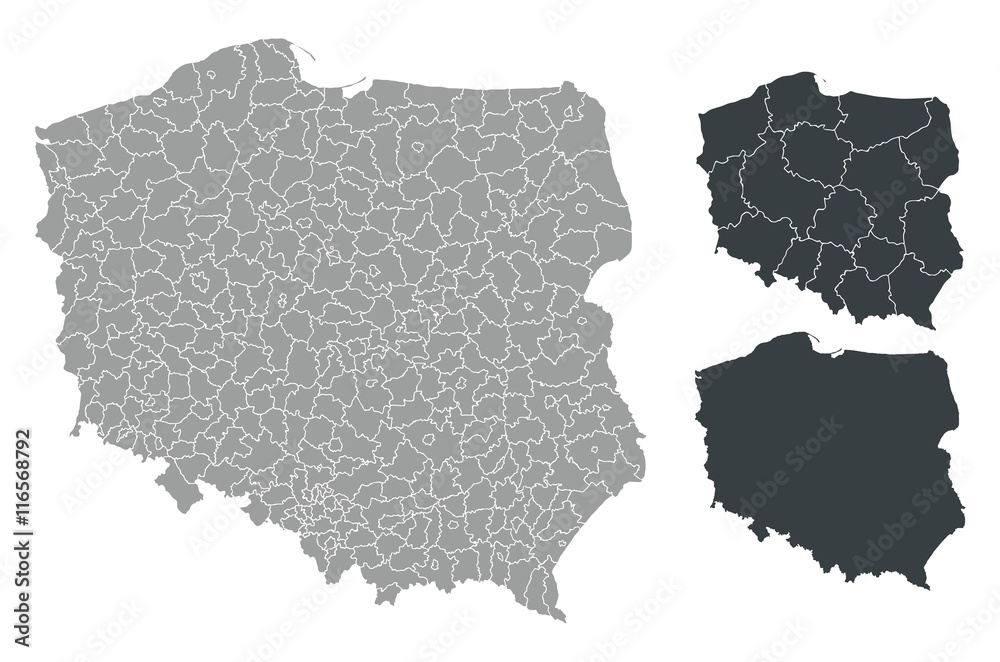 Naklejka premium Szczegółowa mapa Polski