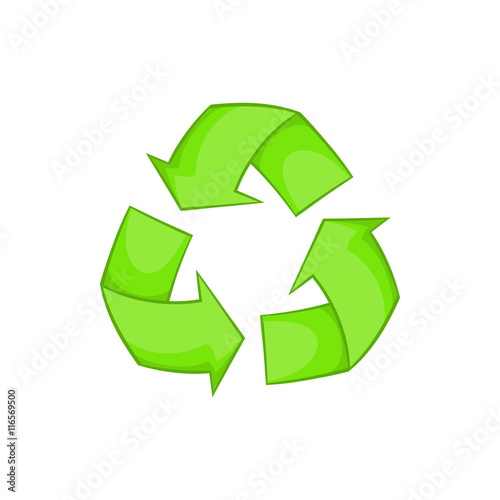 Recycling icon in cartoon style isolated on white background. Ecology symbol