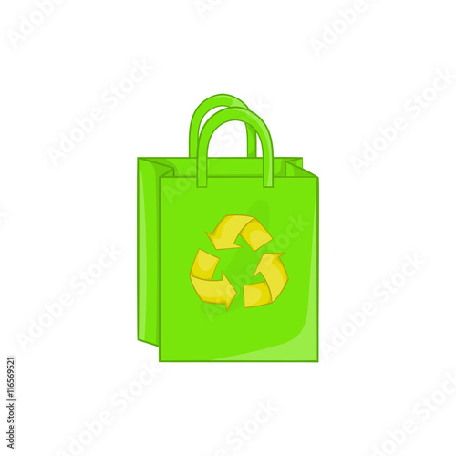 Package recycling icon in cartoon style isolated on white background. Ecology symbol