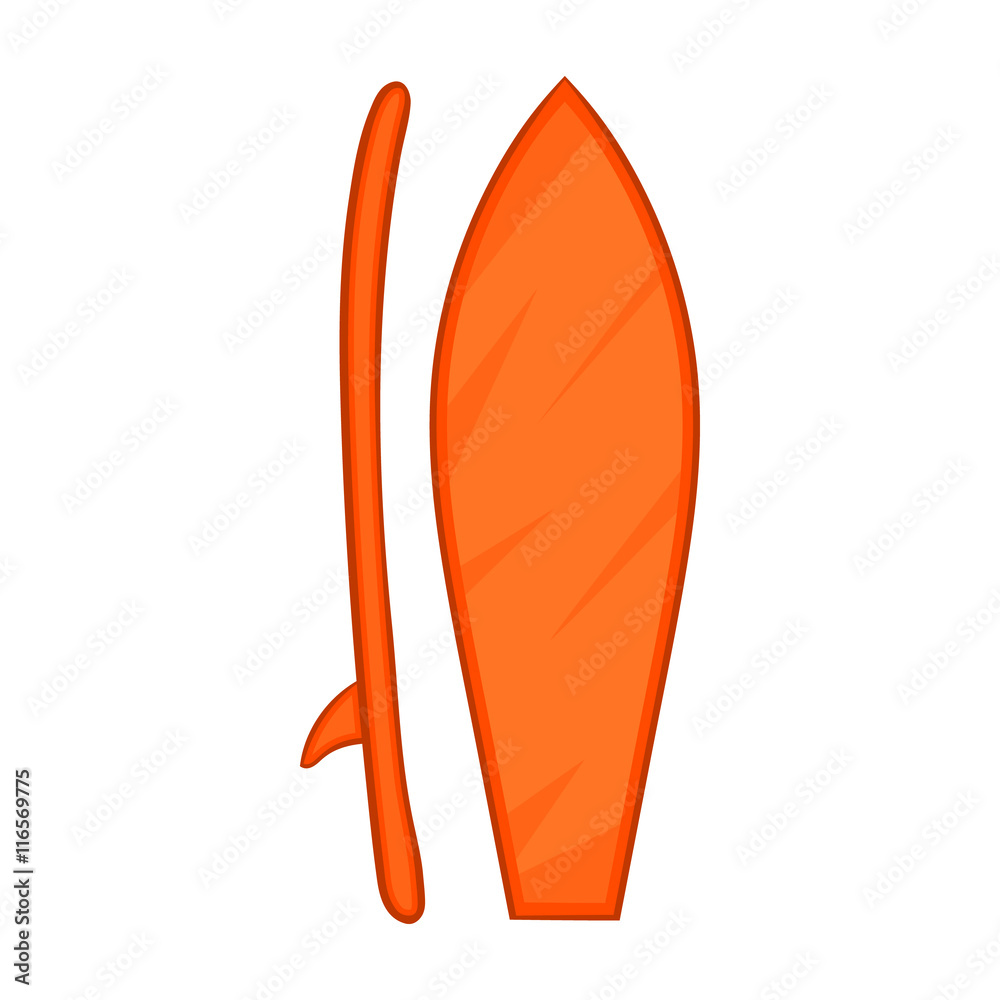 Surfboard icon in cartoon style isolated on white background. Surfing symbol Surfboard icon in cartoon style isolated on white background. Surfing symbol