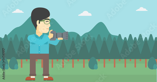 Photographer taking photo vector illustration.