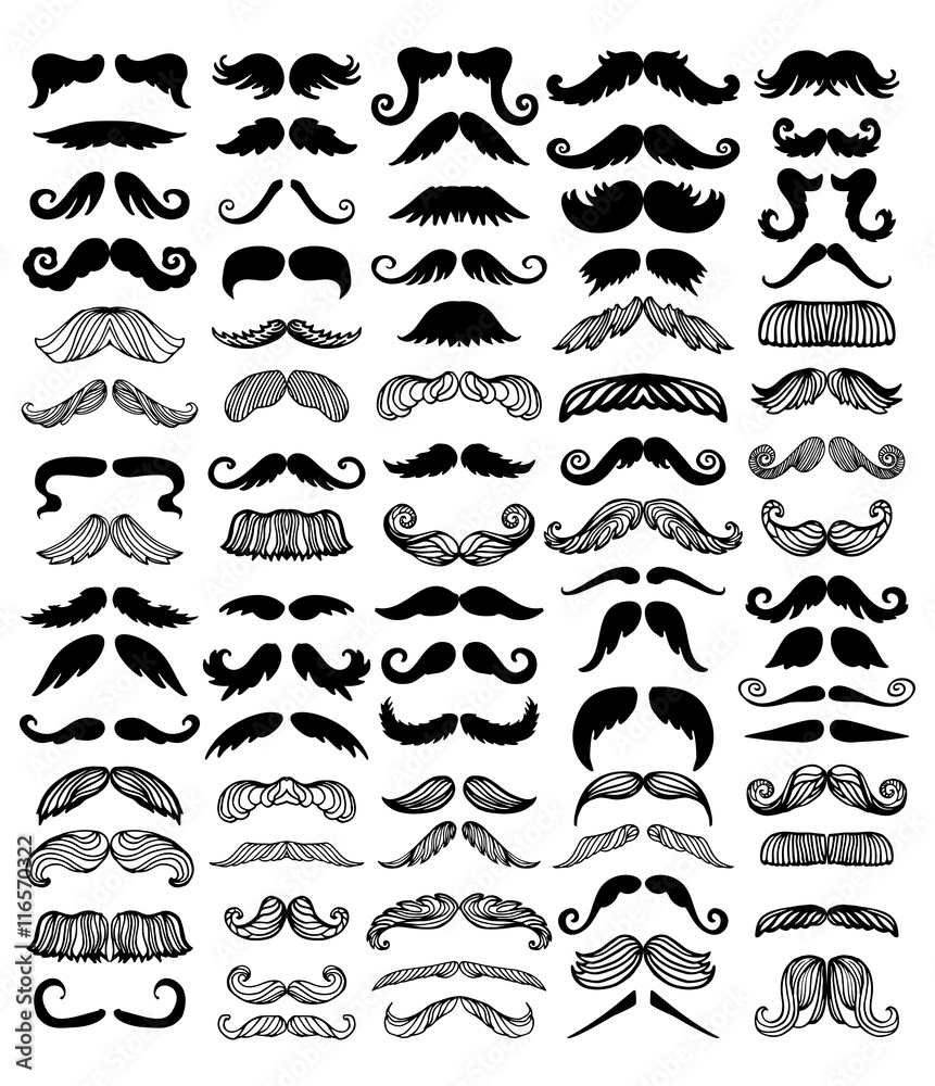 Vector mustache silhouette isolated