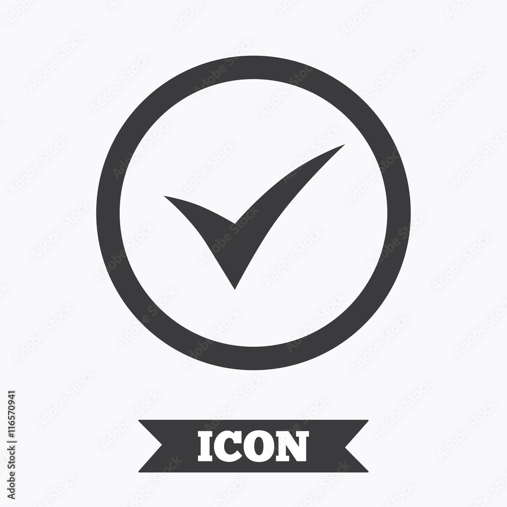 Check mark sign icon. Yes circle symbol.