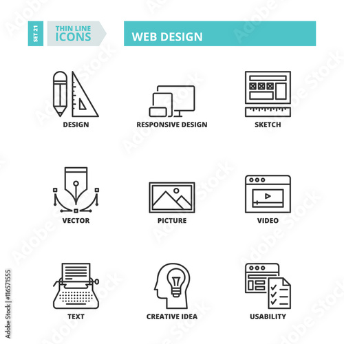 Thin line icons. Web design