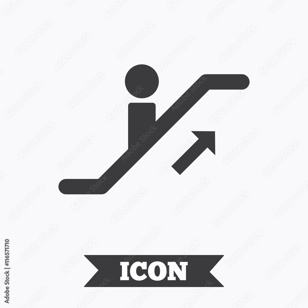 Escalator staircase icon. Elevator moving stair.