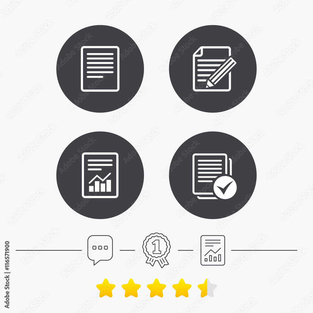 Document icons. File with chart and checkbox. Document icons. File with chart and checkbox.
