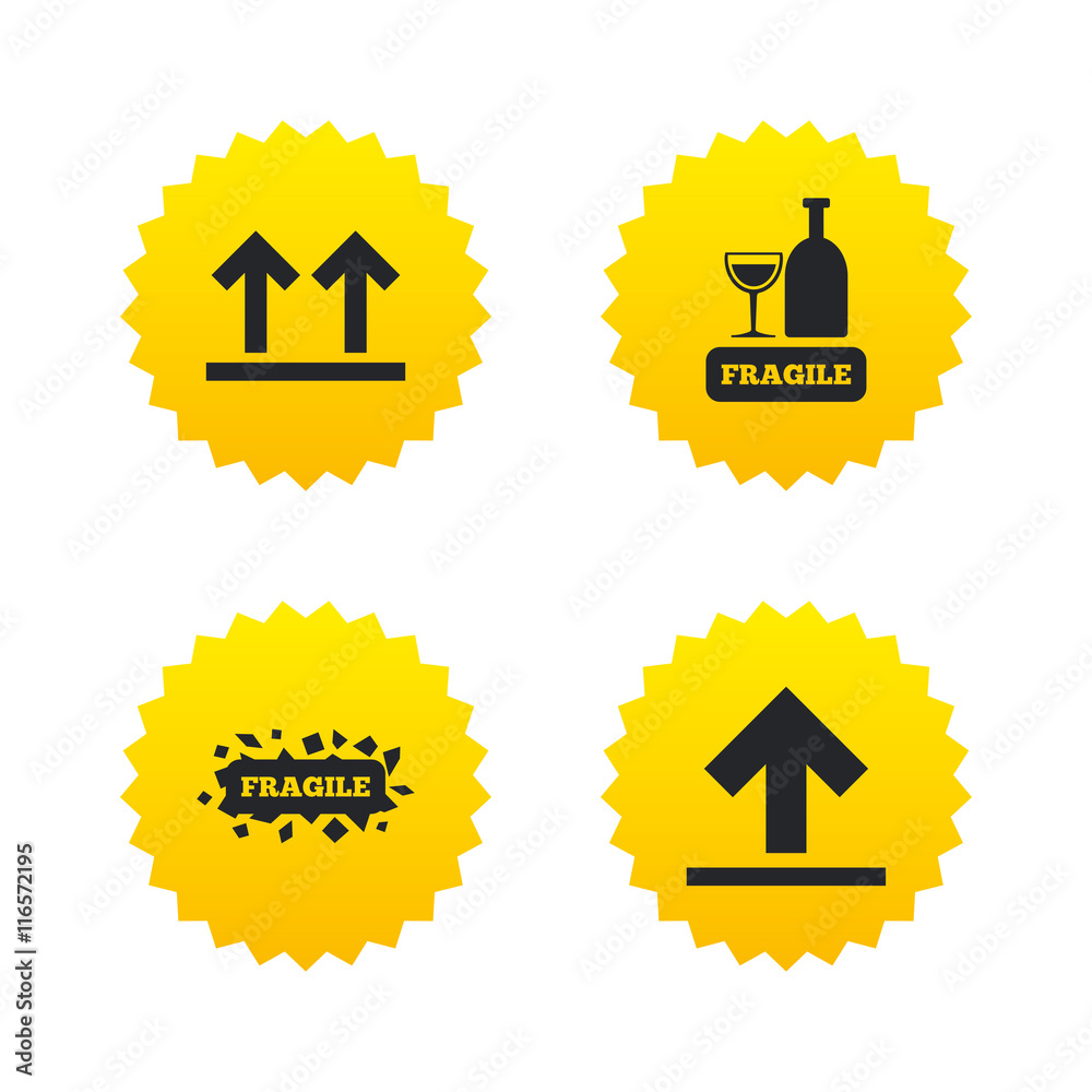 Fragile icons. Delicate package delivery. Fragile icons. Delicate package delivery.