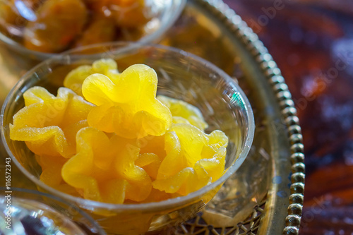 Tong Yib of Thai dessert made from eggs