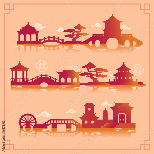 chinese building/silhouette