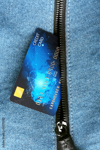 Credit card in pocket, closeup