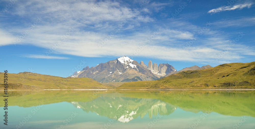 Reflect on the lake Torres del Paine National Park, Chile, South America