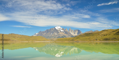 Reflect on the lake Torres del Paine National Park  Chile  South America