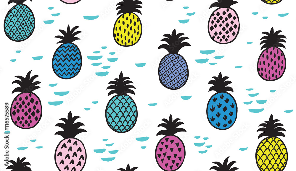 Vector seamless pattern with pineapples Vector seamless pattern with pineapples
