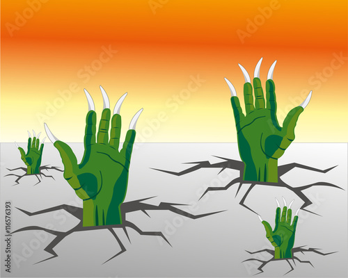 Hands of the crock climb from land