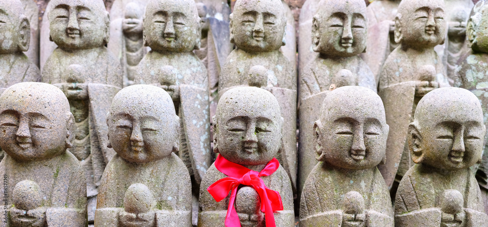 Many stone statue in the Japanese temple Many stone statue in the Japanese temple
