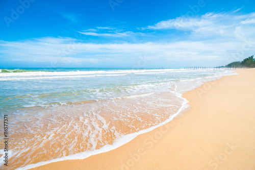 sea beach blue sky sand sun daylight relaxation landscape viewpoint for design postcard and calendar in Phuket, thailand Seascape wallpaper background White sand and sea, travel, relax destination